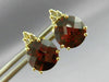 ESTATE 4.08CT DIAMOND & AAA GARNET 14KT YELLOW GOLD CLUSTER STUD EARRINGS #20871