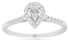 .35CT DIAMOND 14KT WHITE GOLD 3D PEAR SHAPE & ROUND CLASSIC HALO ENGAGEMENT RING