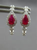 .80CT DIAMOND & AAA RUBY 14KT WHITE GOLD PEAR SHAPE & ROUND HUGGIE HOOP EARRINGS