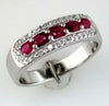 .97CT DIAMOND & AAA RUBY 14K WHITE GOLD 3D OVAL & ROUND 5 STONE ANNIVERSARY RING