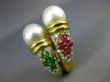 ESTATE LARGE 1.6CT DIAMOND & MULTI GEM PEARL 18KT YELLOW GOLD CLIP ON EARRINGS