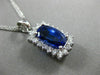 ESTATE LARGE 4.86CT DIAMOND & TANZANITE 14KT WHITE GOLD HALO RECTANGULAR PENDANT