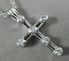 ESTATE LARGE .36CT DIAMOND 14KT WHITE GOLD CLASSIC ETOILE CROSS PENDANT #14131