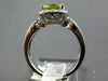 WIDE 1.88CT DIAMOND & AAA PERIDOT 14KT WHITE GOLD CUSHION HALO FILIGREE FUN RING