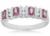 ESTATE 1.14CT DIAMOND & AAA PINK SAPPHIRE 14KT WHITE GOLD 2 ROW ANNIVERSARY RING