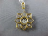 LARGE .54CT DIAMOND 18KT 2 TONE GOLD 3D FLOWER FILIGREE SQUARE FLOATING PENDANT
