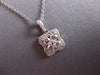 ESTATE .39CT DIAMOND 14KT WHITE GOLD 3D CLUSTER SQUARE FLOWER FLOATING PENDANT