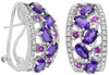 ESTATE 2.70CT DIAMOND & AAA RUBY & AMETHYST 14K WHITE GOLD OVAL & ROUND EARRINGS