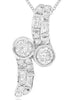 .38CT DIAMOND 18KT WHITE GOLD ROUND & BAGUETTE DOUBLE SOLITAIRE FLOATING PENDANT