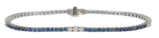 3.18CT DIAMOND & AAA SAPPHIRE 14K WHITE GOLD PAST PRESENT FUTURE TENNIS BRACELET
