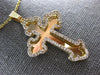 ESTATE LARGE .89CT DIAMOND 14KT YELLOW GOLD 3D HANDCRAFTED CLASSIC CROSS PENDANT