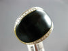ESTATE .16CT DIAMOND & AAA BLACK ONYX 14KT WHITE & YELLOW GOLD 3D OVAL FUN RING