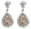 LARGE 7.35CT WHITE & PINK DIAMOND 18K WHITE & ROSE GOLD CLUSTER HANGING EARRINGS