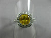 ESTATE 2.50CT ROUND DIAMOND & AAA YELLOW TOPAZ 14KT WHITE GOLD SQUARE HALO RING