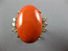 EXTRA LARGE .55CT DIAMOND & AAA CORAL 18KT 2 TONE GOLD CLASSIC OVAL & ROUND RING