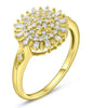 ESTATE .37CT DIAMOND 14K YELLOW GOLD 3D ROUND & BAGUETTE CLUSTER FLORAL FUN RING