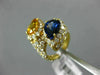 ESTATE LARGE 5.50CT DIAMOND AAA BLUE & YELLOW SAPPHIRE 18K YELLOW GOLD 3D RING