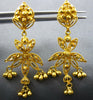 ANTIQUE 22KT YELLOW GOLD HANDCRAFTED FLOWER FILIGREE CHANDELIER HANGING EARRINGS