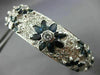 ANTIQUE 7.0CT DIAMOND & AAA SAPPHIRE 14K WHITE GOLD FLOWER BANGLE BRACELET 20984