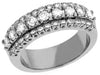 WIDE .81CT DIAMOND 14KT WHITE GOLD 3 ROW CLASSIC SEMI ETERNITY ANNIVERSARY RING