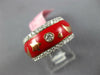 WIDE 1.38CT DIAMOND & RED ENAMEL 18K WHITE GOLD STAR & MOON ETERNITY ETOILE RING