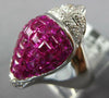 LARGE 8.08CT DIAMOND & AAA RUBY 18K WHITE GOLD ROUND & PRINCESS POMEGRANATE RING