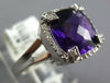 LARGE 3.66CT DIAMOND & AAA AMETHYST 14KT WHITE GOLD 3D CUSHION FILIGREE FUN RING
