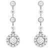 .27CT DIAMOND 14KT WHITE GOLD 3D CLASSIC SOLITAIRE FLOWER BEZEL HANGING EARRINGS