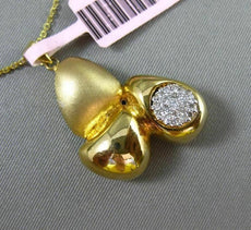 ESTATE LARGE .20CT DIAMOND 14KT TWO TONE GOLD 3D MATTE & SHINY ABSTRACT PENDANT
