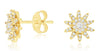 ESTATE .25CT DIAMOND 14KT YELLOW GOLD 3D ROUND CLASSIC STAR FLOWER STUD EARRINGS