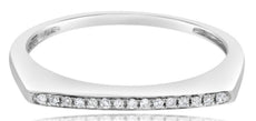 ESTATE .06CT DIAMOND 14KT WHITE GOLD 3D ROUND CLASSC SINGLE ROW BAR RING