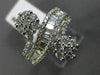 ESTATE LARGE 2.55CT ROUND & BAGUETTE DIAMOND 18KT WHITE GOLD DOUBLE FLOWER RING