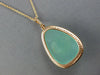 LARGE .50CT DIAMOND & AAA GREEN CHALCEDONY 14KT ROSE GOLD 3D TEAR DROP PENDANT