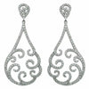 ESTATE LARGE 1.07CT DIAMOND 18KT WHITE GOLD 3D OPEN FILIGREE TEAR DROP EARRINGS