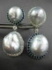 MASSIVE 4.35CT DIAMOND AAA SAPPHIRE & SOUTH SEA PEARL 18K WHITE GOLD 3D EARRINGS