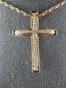 ESTATE LARGE .21CT DIAMOND 18KT ROSE GOLD CLASSIC CROSS PENDANT