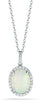 ESTATE 4.1CT DIAMOND & AAA OPAL 14KT WHITE GOLD 3D OVAL & ROUND FILIGREE PENDANT