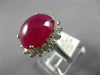 LARGE 11.52CT DIAMOND & AAA CABOCHON RUBY 14KT WHITE GOLD PRINCESS DIANA RING