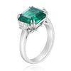 ESTATE LARGE 5.91CT DIAMOND & AAA EMERALD 18K WHITE GOLD SQUARE & TRAPEZOID RING