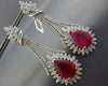 EXTRA LARGE 32.2CT DIAMOND & AAA RUBY 18K YELLOW GOLD TEAR DROP HANGING EARRINGS