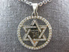 .58CT WHITE & BLACK DIAMOND 14KT WHITE GOLD STAR OF DAVID CHAI CIRCULAR PENDANT