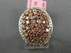 ESTATE LARGE 1.64CT PINK & WHITE DIAMOND 18KT 2 TONE GOLD 3D OVAL FILIGREE RING