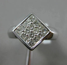 ESTATE .86CT PRINCESS DIAMOND 18KT WHITE GOLD 3D SQUARE INVISIBLE PROMISE RING