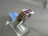 ESTATE WIDE 1.54CT DIAMOND AAA RUBY 18KT WHITE GOLD SQUARE RECTANGULAR MENS RING