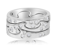 ESTATE WIDE .45CT DIAMOND 14KT WHITE GOLD 3D DOUBLE SWIRL ETOILE FUN RING