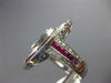 ESTATE LARGE 3.57CT DIAMOND & AAA RUBY 14K WHITE GOLD MARQUISE FILIGREE FUN RING