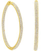 LARGE 2.99CT DIAMOND 14K YELLOW GOLD 3 ROW PAVE INSIDE OUT HOOP HANGING EARRINGS