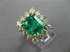 ESTATE LARGE 5.36CT DIAMOND & AAA EMERALD 18K YELLOW GOLD FLOWER ENGAGEMENT RING