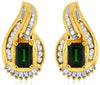 3.0CT DIAMOND & AAA GREEN GARNET 14K YELLOW GOLD TEAR DROP STUD HANGING EARRINGS