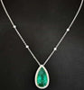 LARGE 12.27CT DIAMOND & AAA EMERALD 18KT WHITE GOLD PEAR SHAPE & ROUND NECKLACE